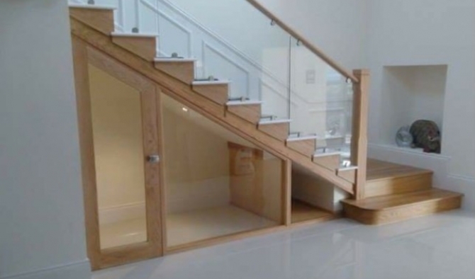 Oak Staircase with built in understairs cupboard